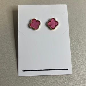 Pink Quatrefoil Stud Earrings